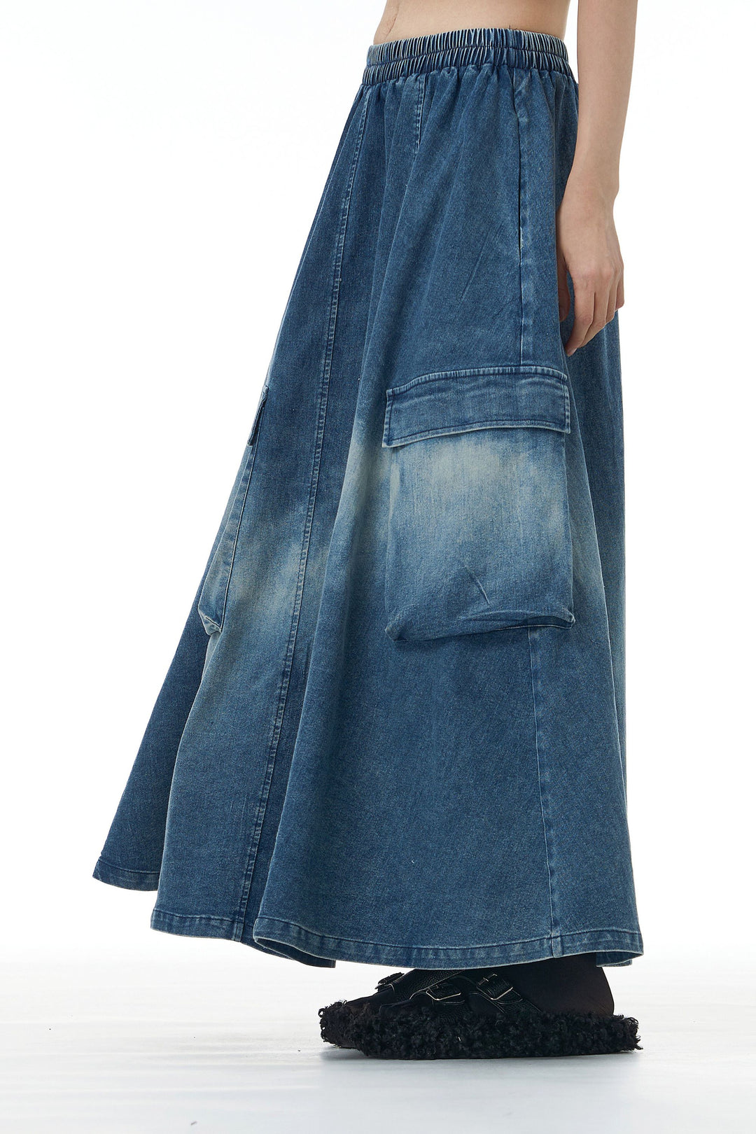 Skyline Cargo Faded Denim skirt