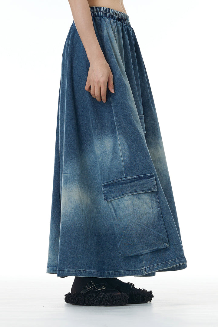 Skyline Cargo Faded Denim skirt