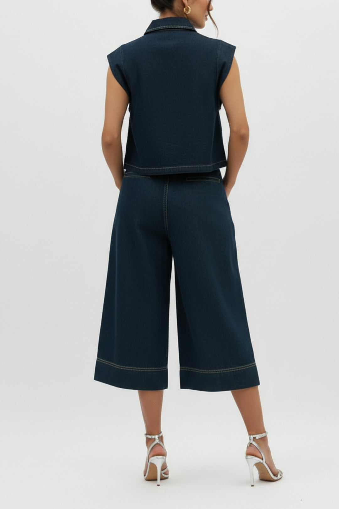 Cotton Denim Shirt And Pant Coord Set