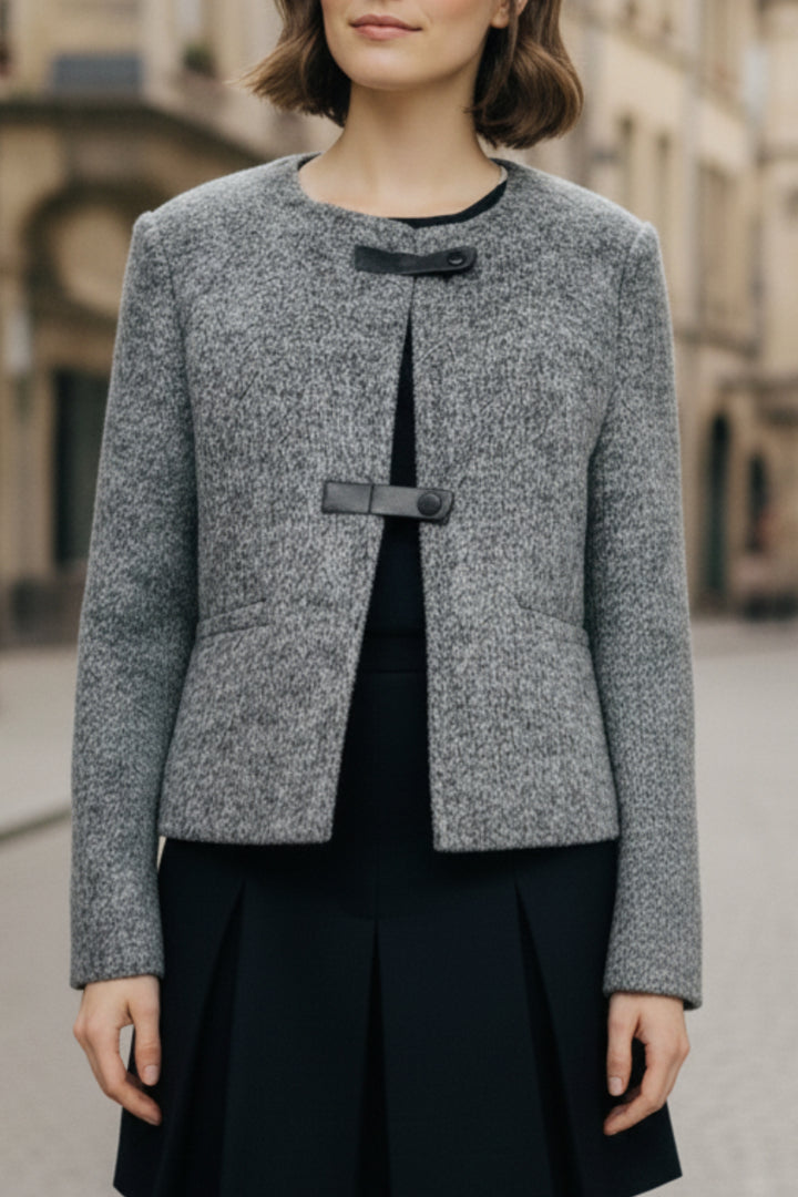Ash Grey  Double-Sided Cashmere Buckle Blazer