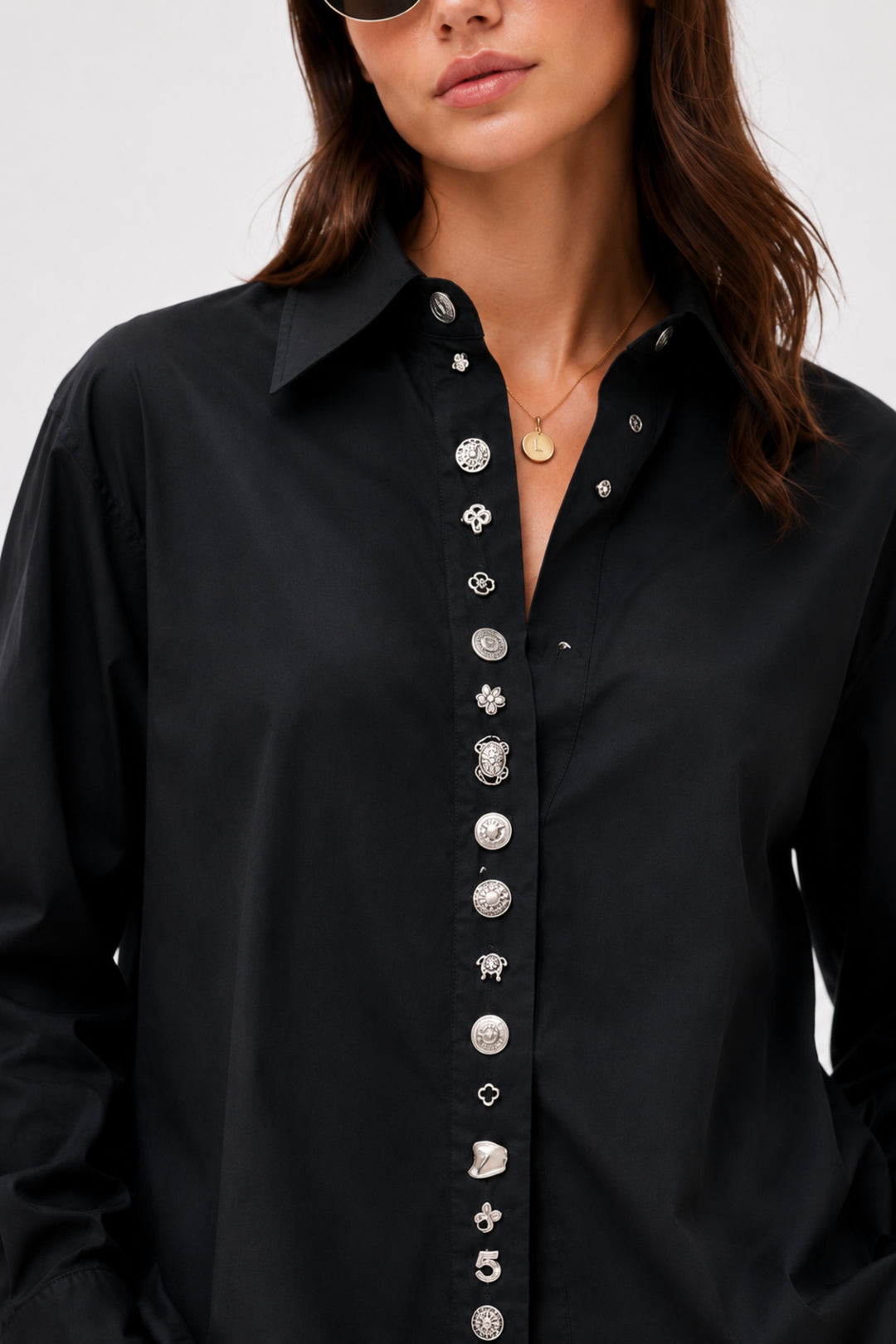 Ornate Black  Button Shirt