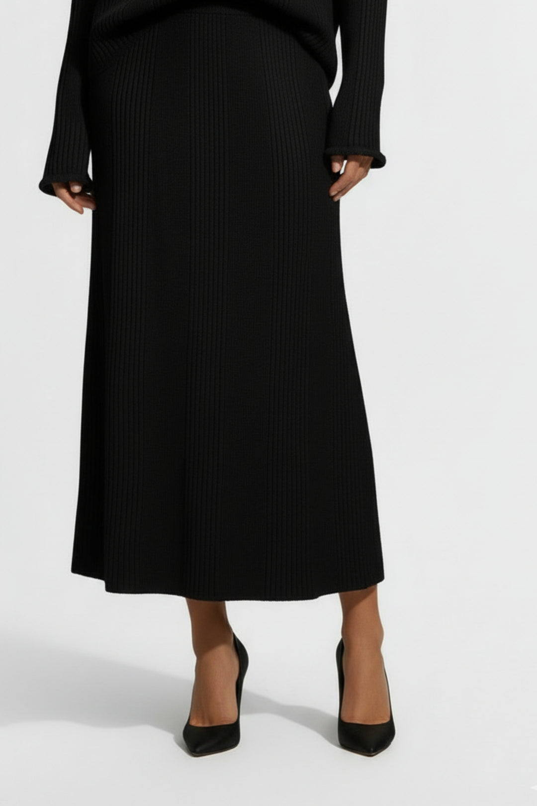 Noir Ribbed Skirt Co-ord Set