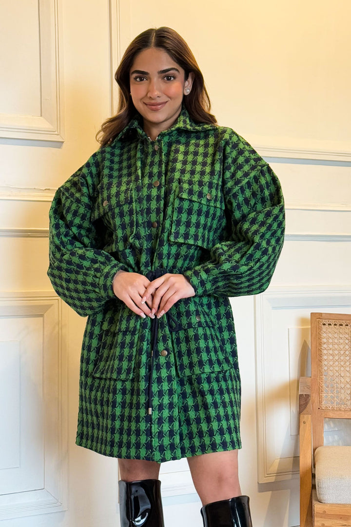 Emerald Forest Oversized Tweed Shacket Dress