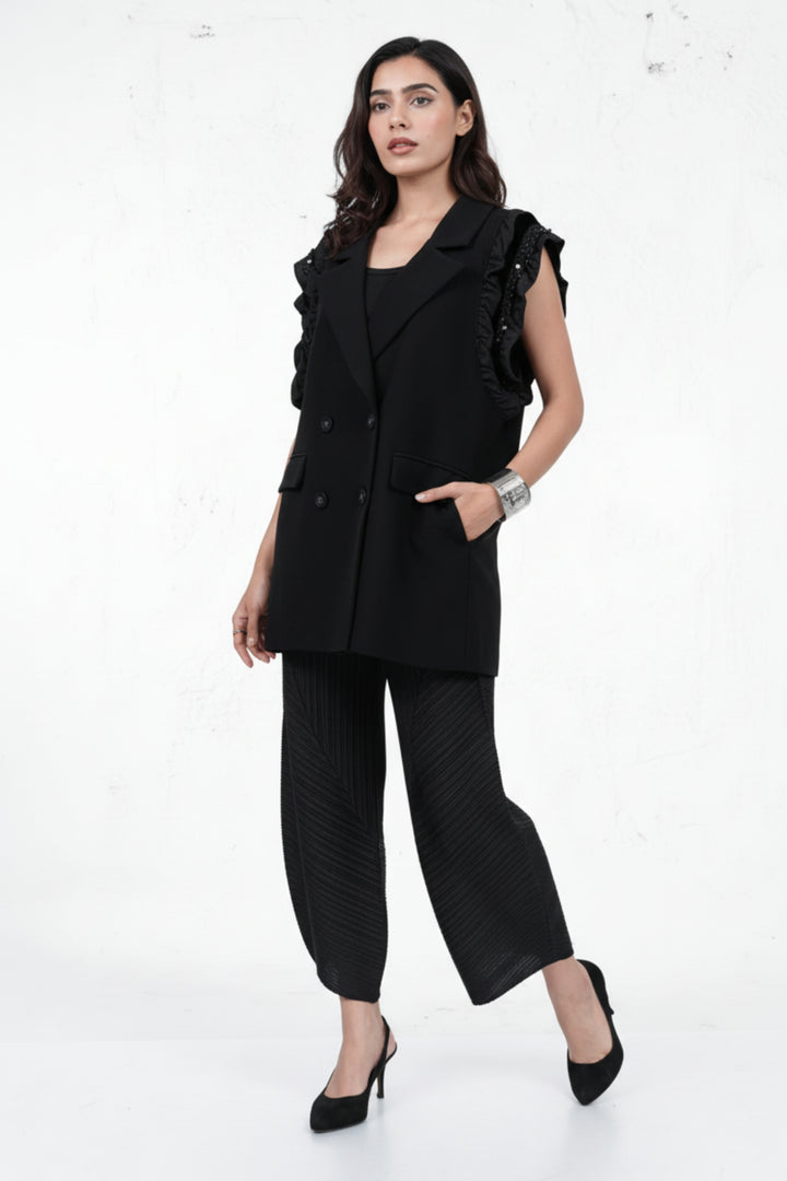 Olivia Black Ruffled Vest