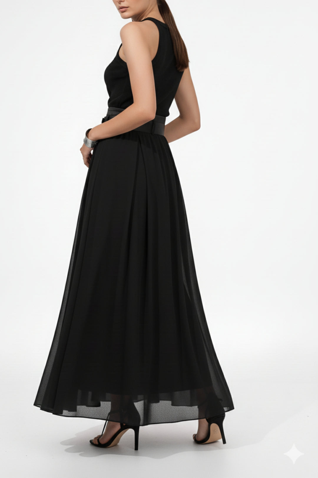 Giza Black Pleated Skirt