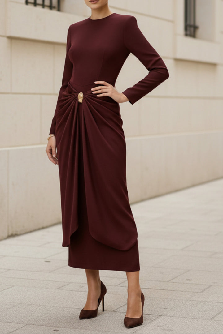 Imperial Maroon Draped dress