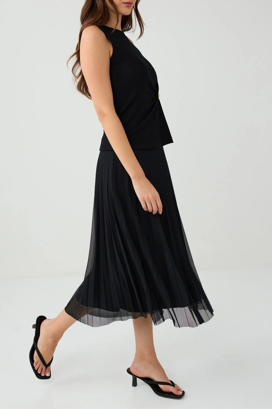 Midnight Mesh Pleated Skirt