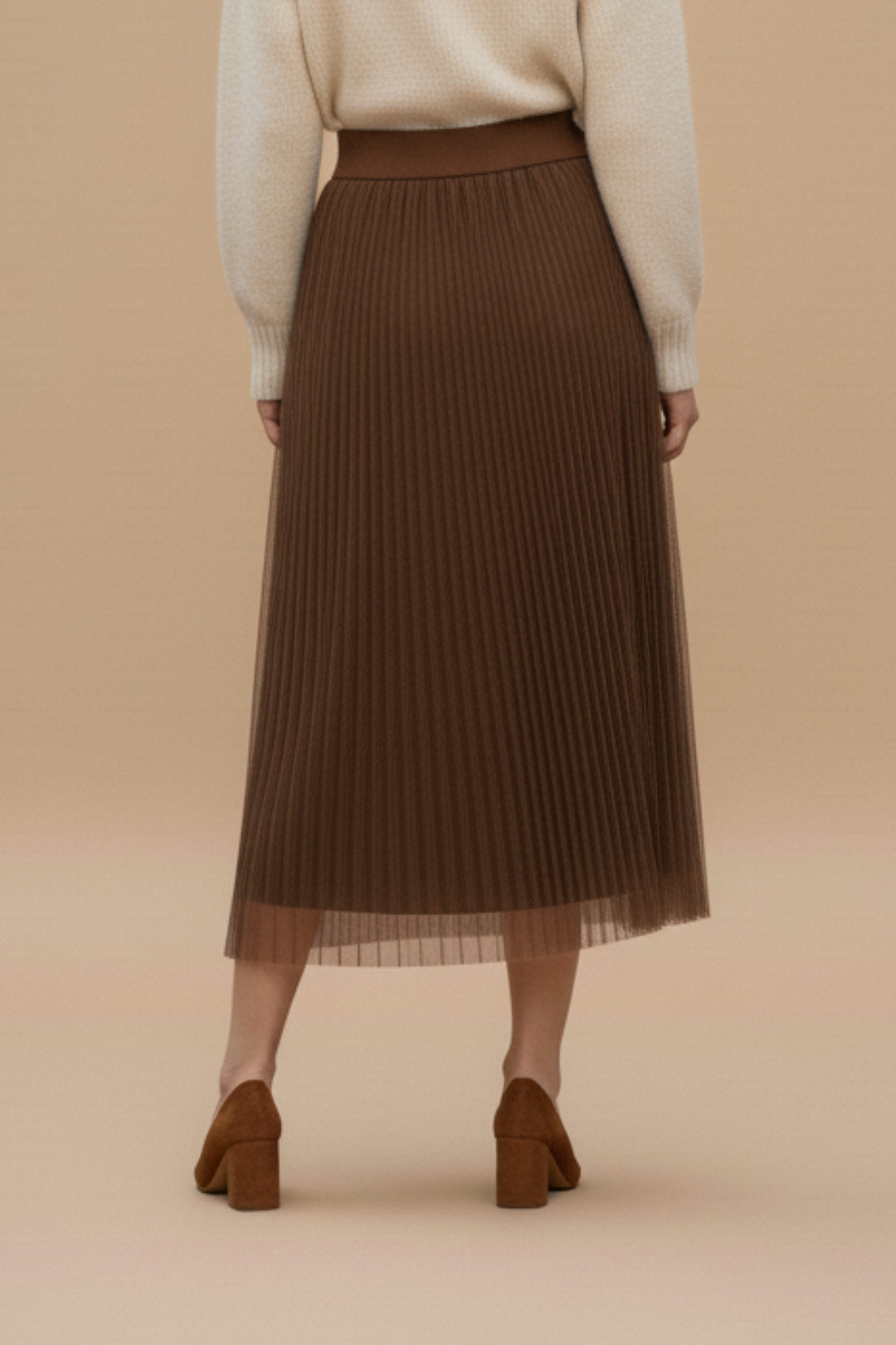 Espresso Mesh Pleated Skirt