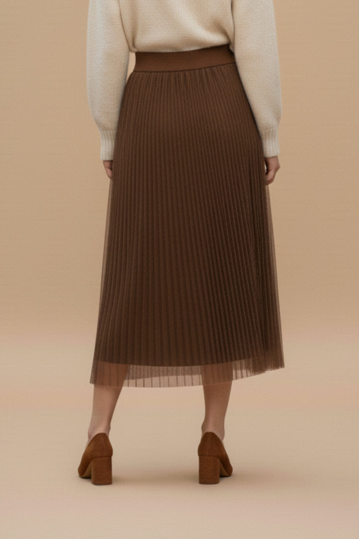 Espresso Mesh Pleated Skirt