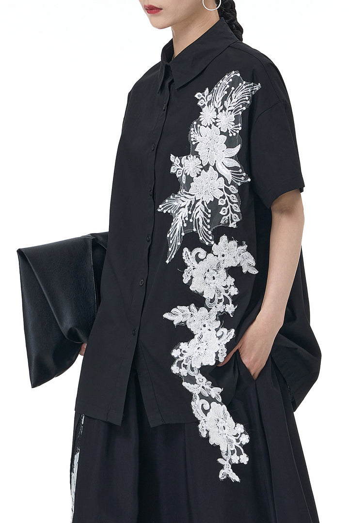Raya Black Embroidered Shirt