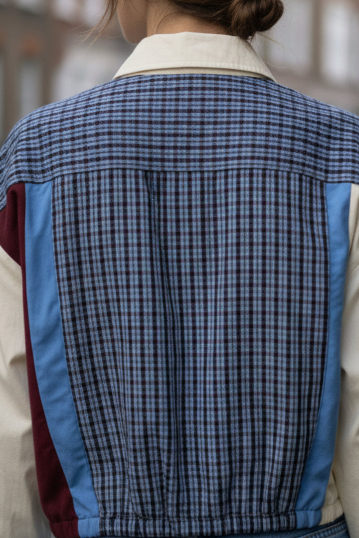 Colorblock Grid Contrast Shirt