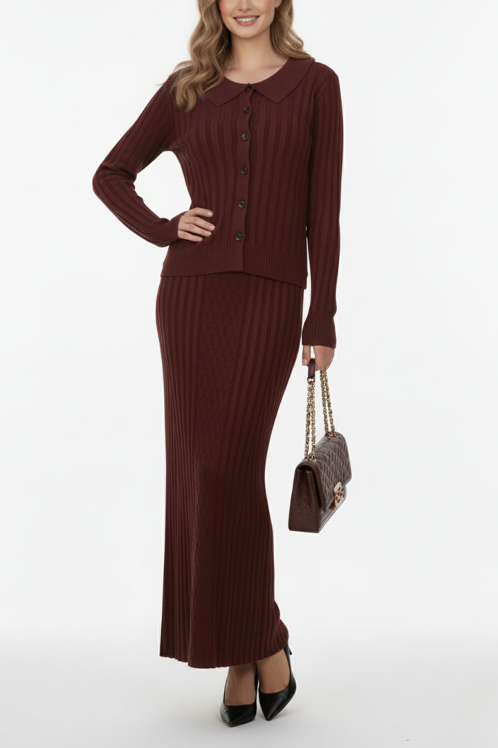 Burnt Maroon Button Down Co-ord Set