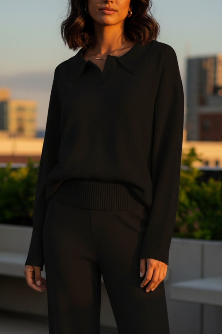 Midnight Collared  Knit Co-ord Set