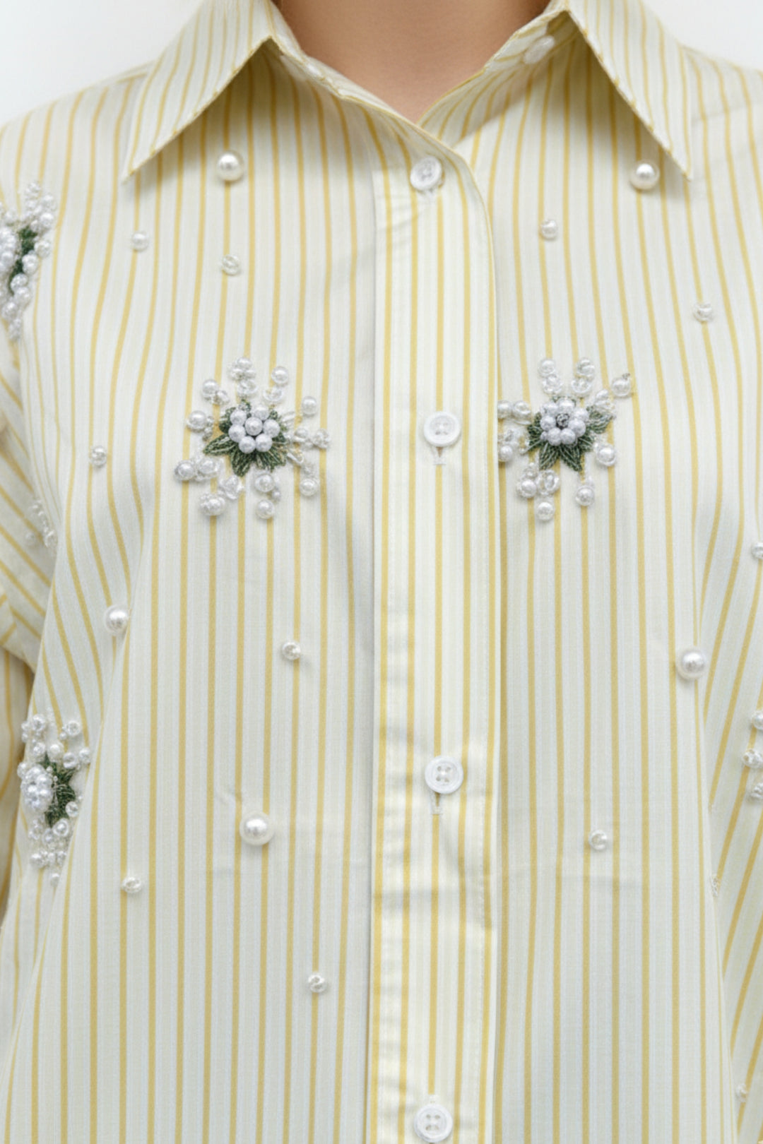 Lemon Pearl Bloom Striped Shirt