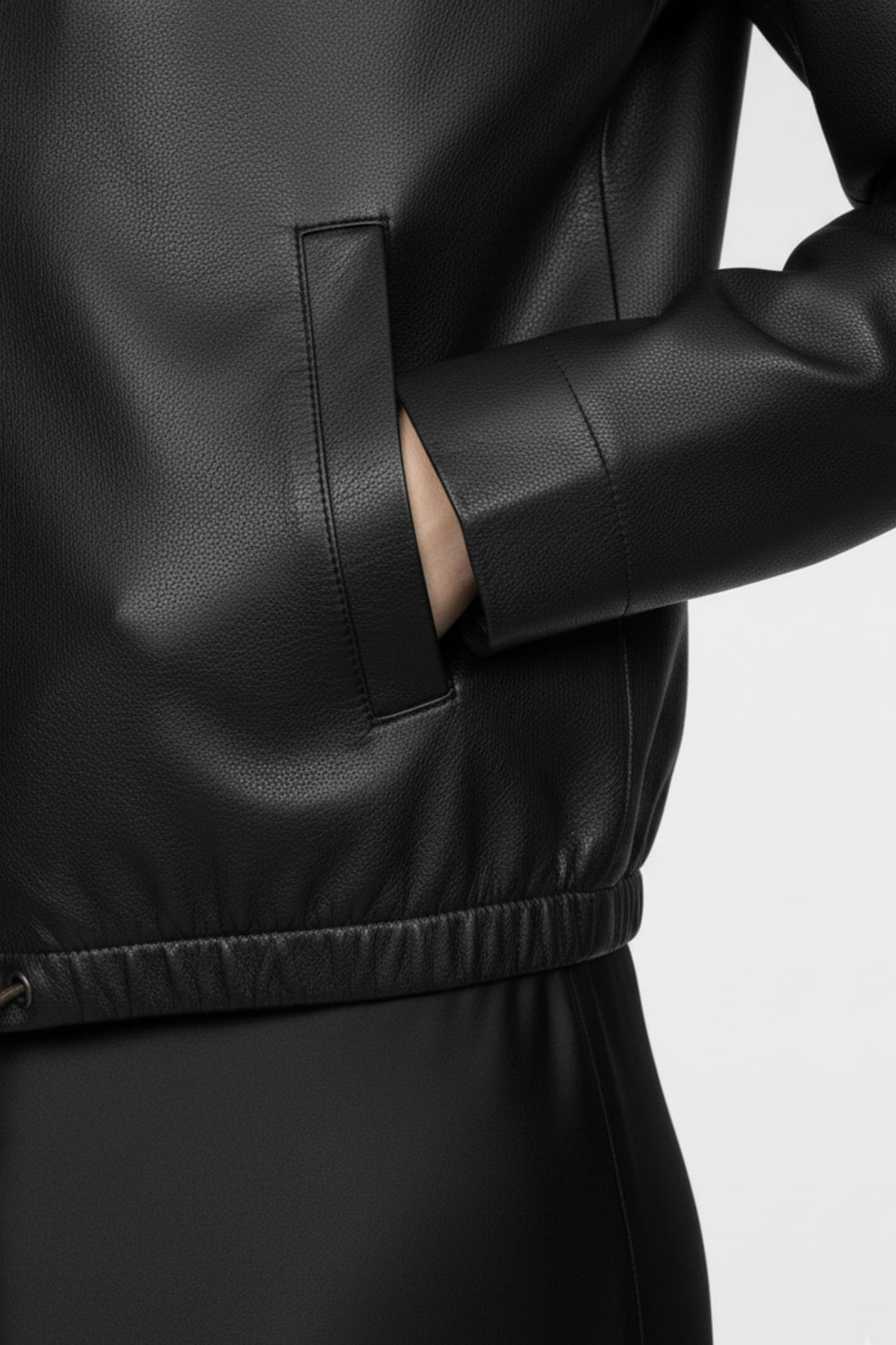 Black Luxe Zip Leather Jacket