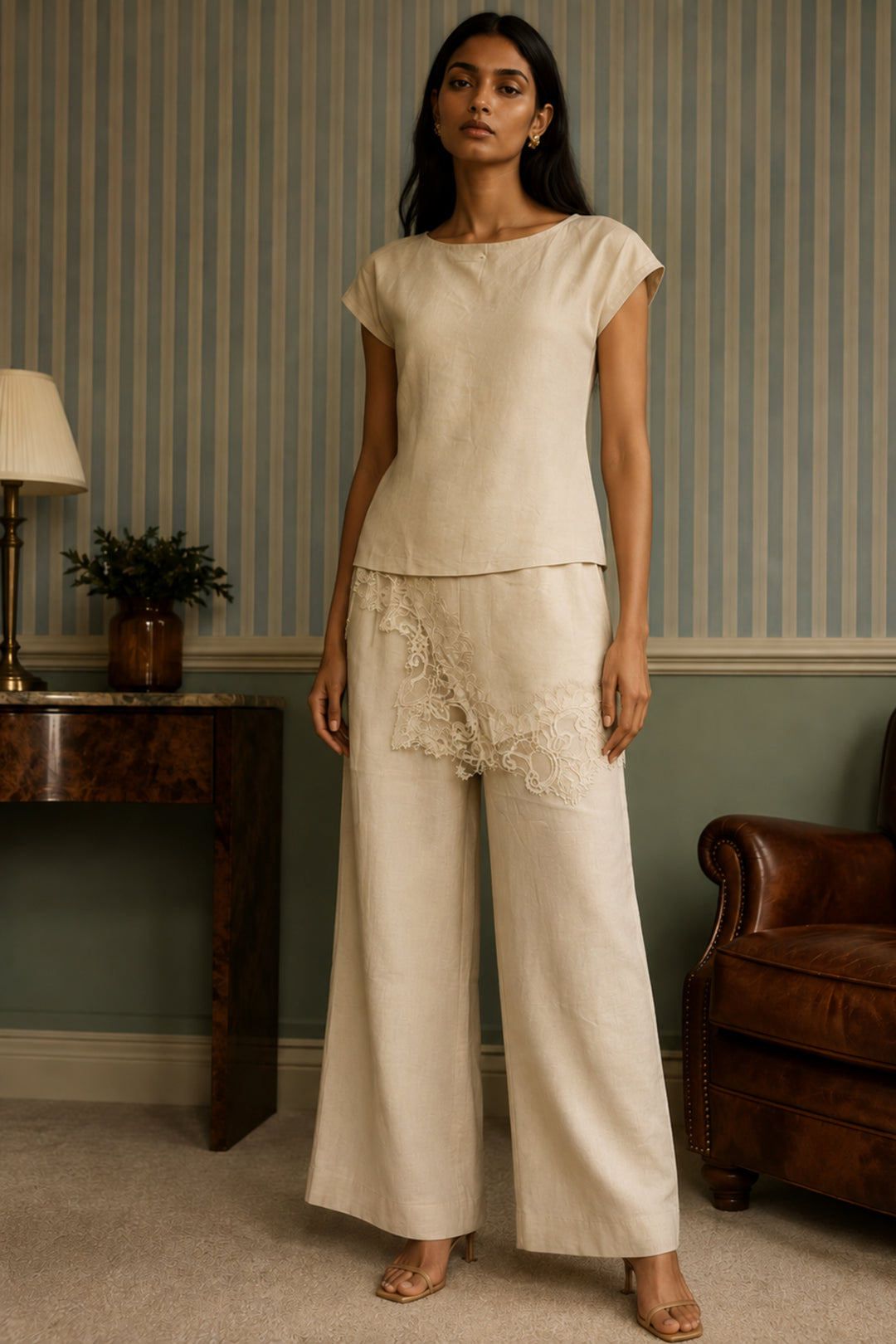 Vanilla Linen Lace Co-ord