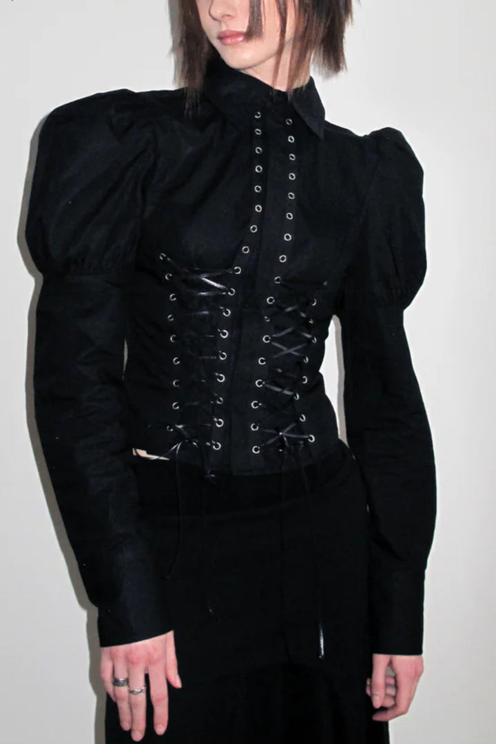 Grunge Black Tie-up Shirt