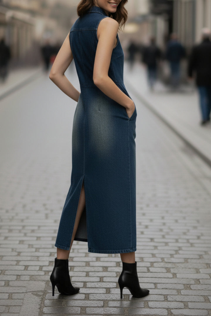 Nightfall Denim Zippered Dress