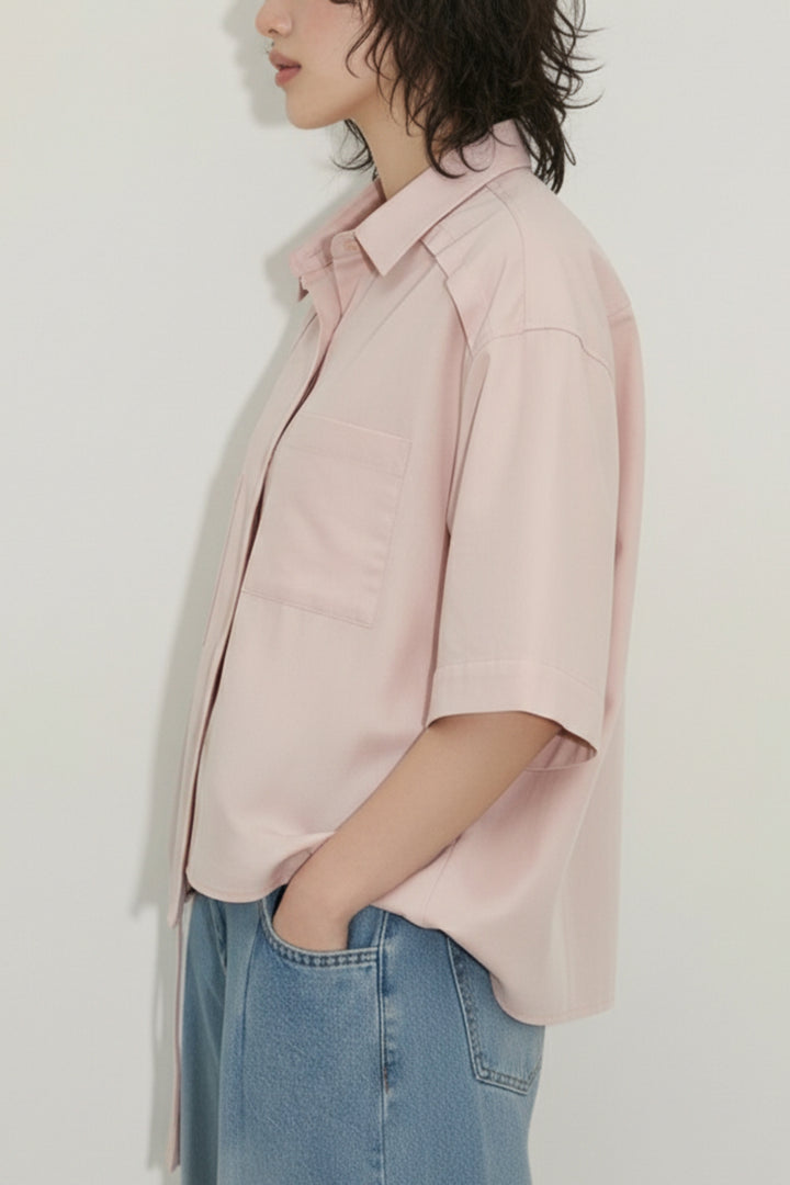 Peach Extended Flap Cotton Shirt