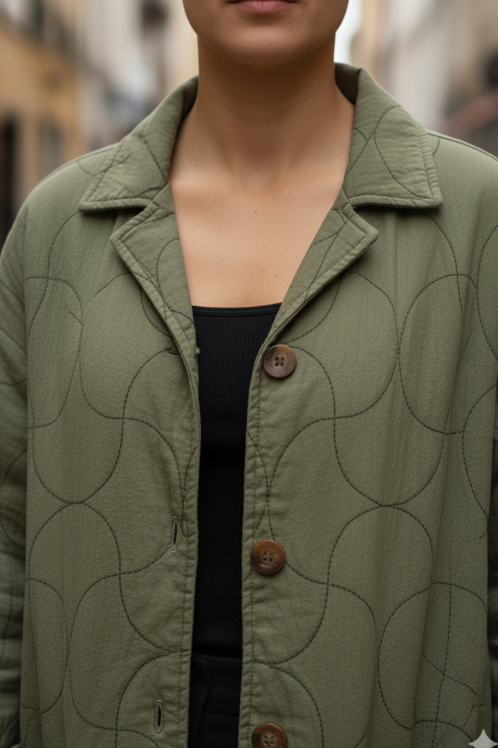 Olive Quilted Shacket