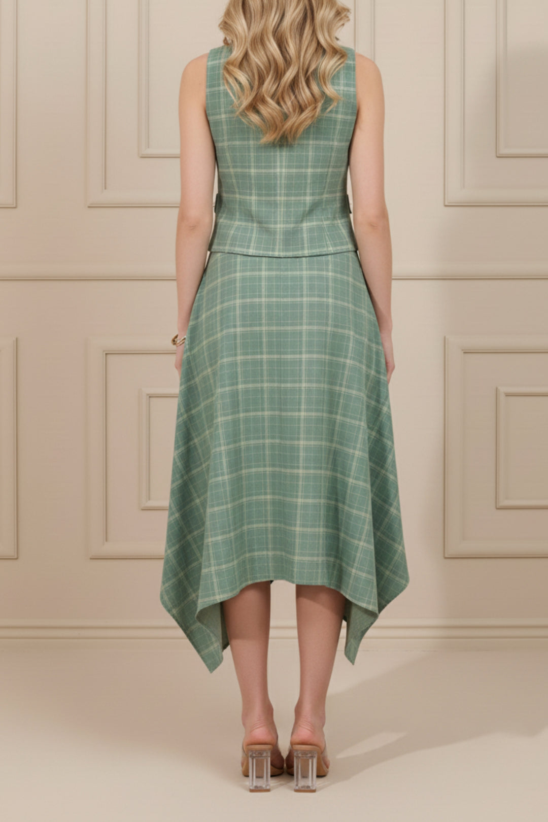 Lake Green Plaid Waistcoat Co-ord Set