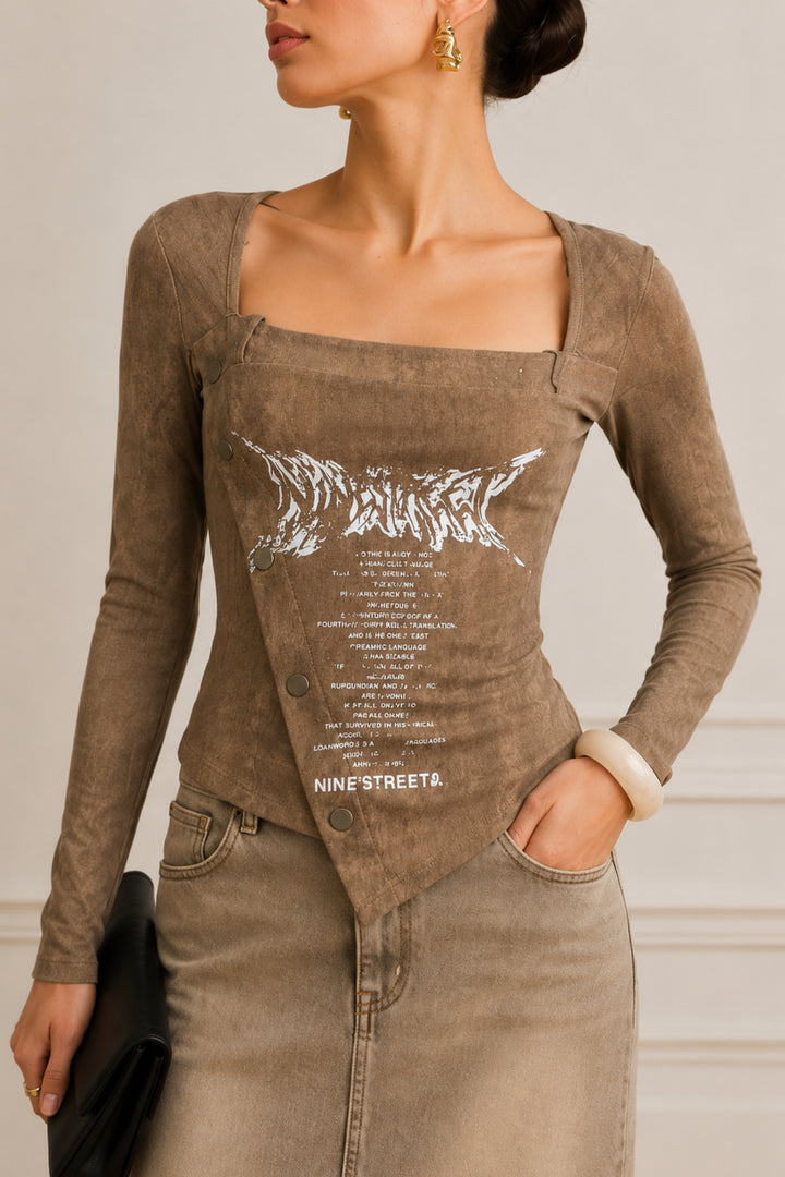 Haphazard Beige Printed Top