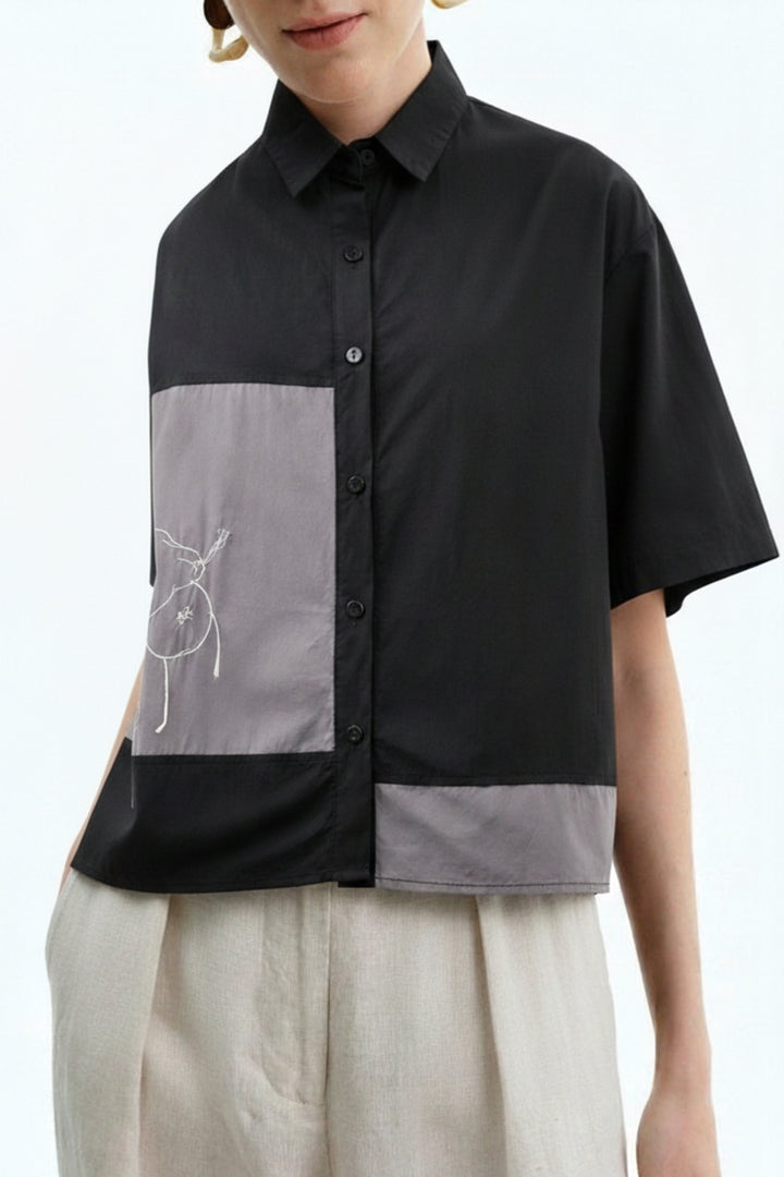 Black Gray Thread Work Shirt