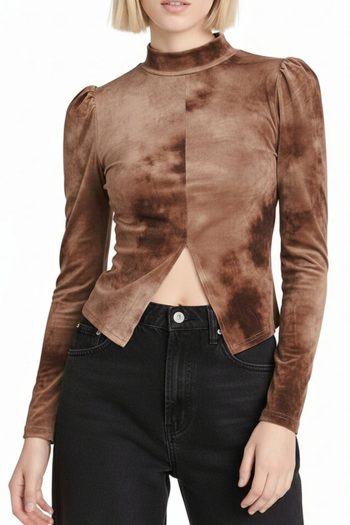 Brown Swirl Skin-Fit Top