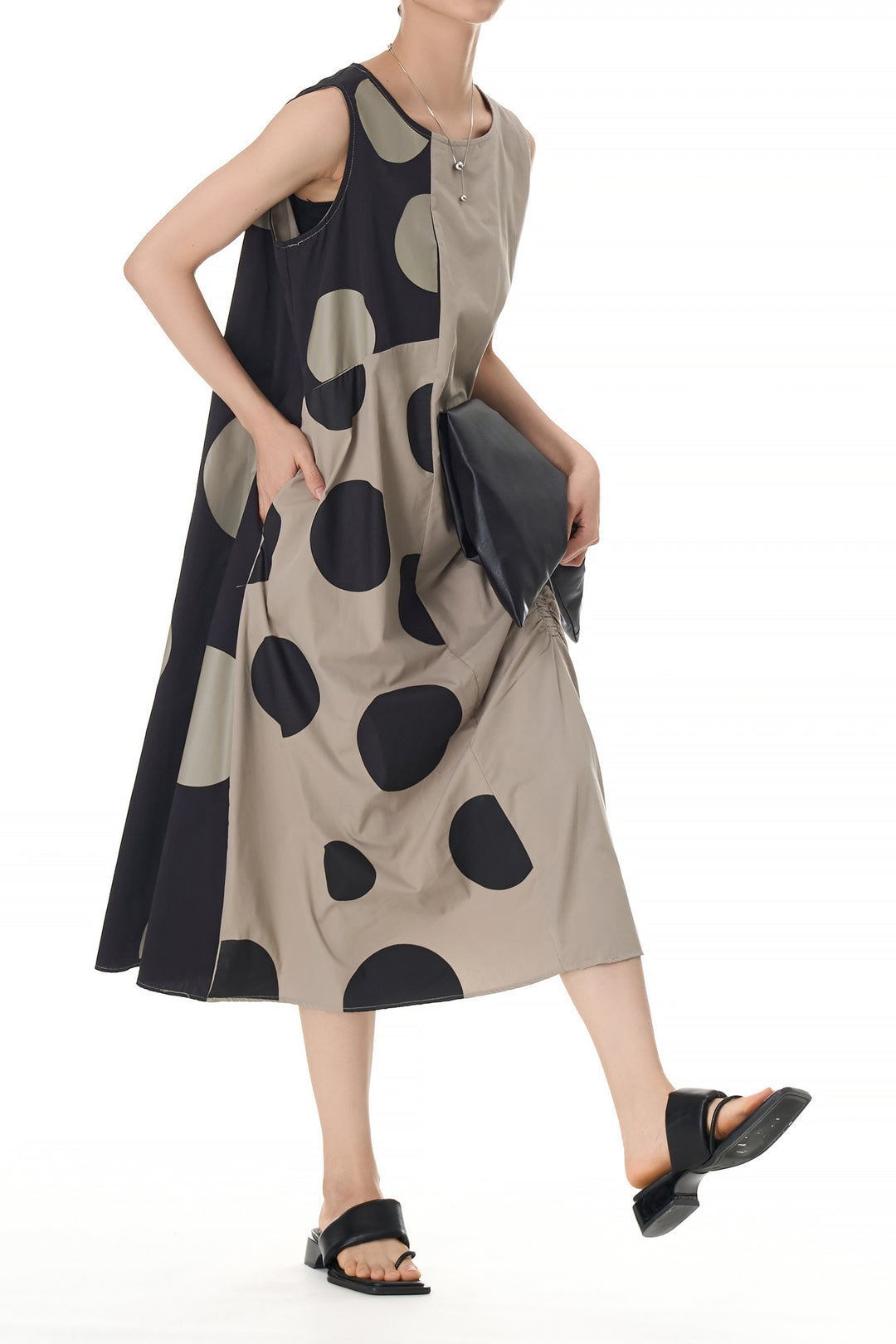 Oversized Cotton Dress With Polka Dots