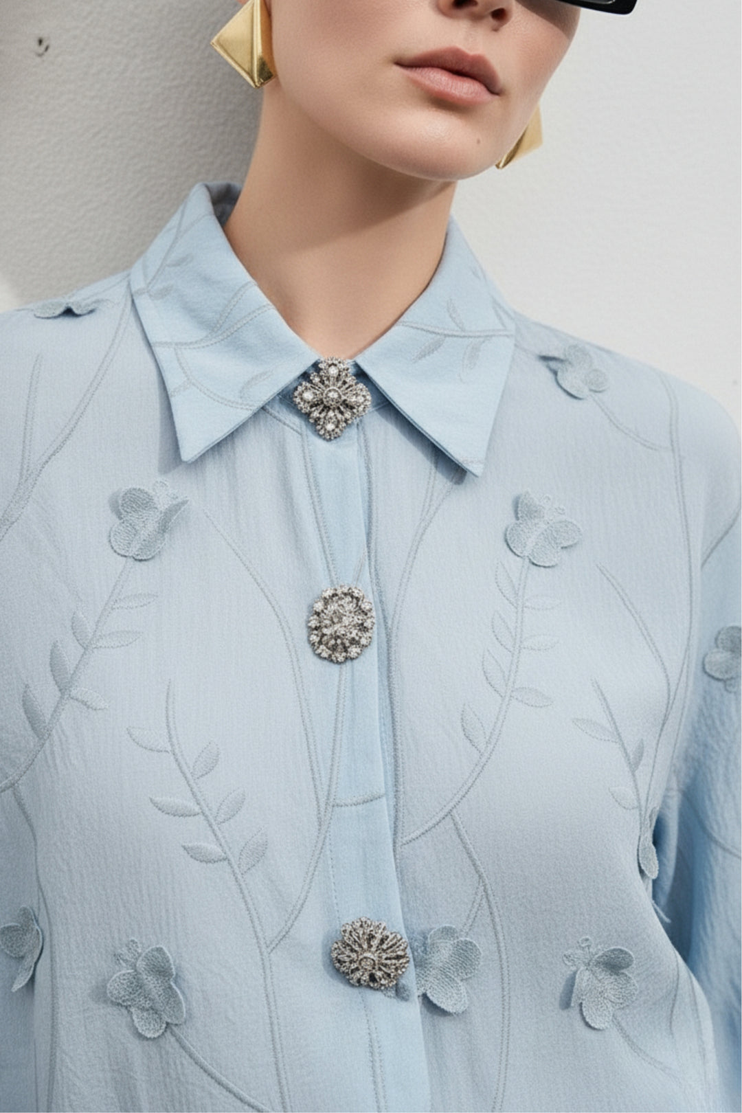 Fairy Blue Embroidered Shirt