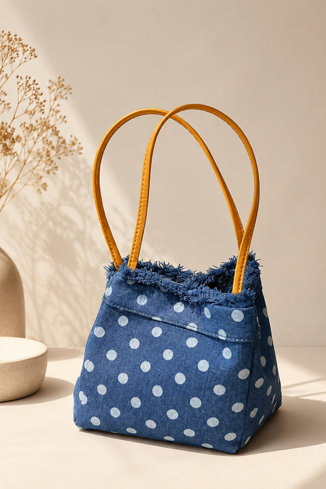 Polka Denim Belle Bag