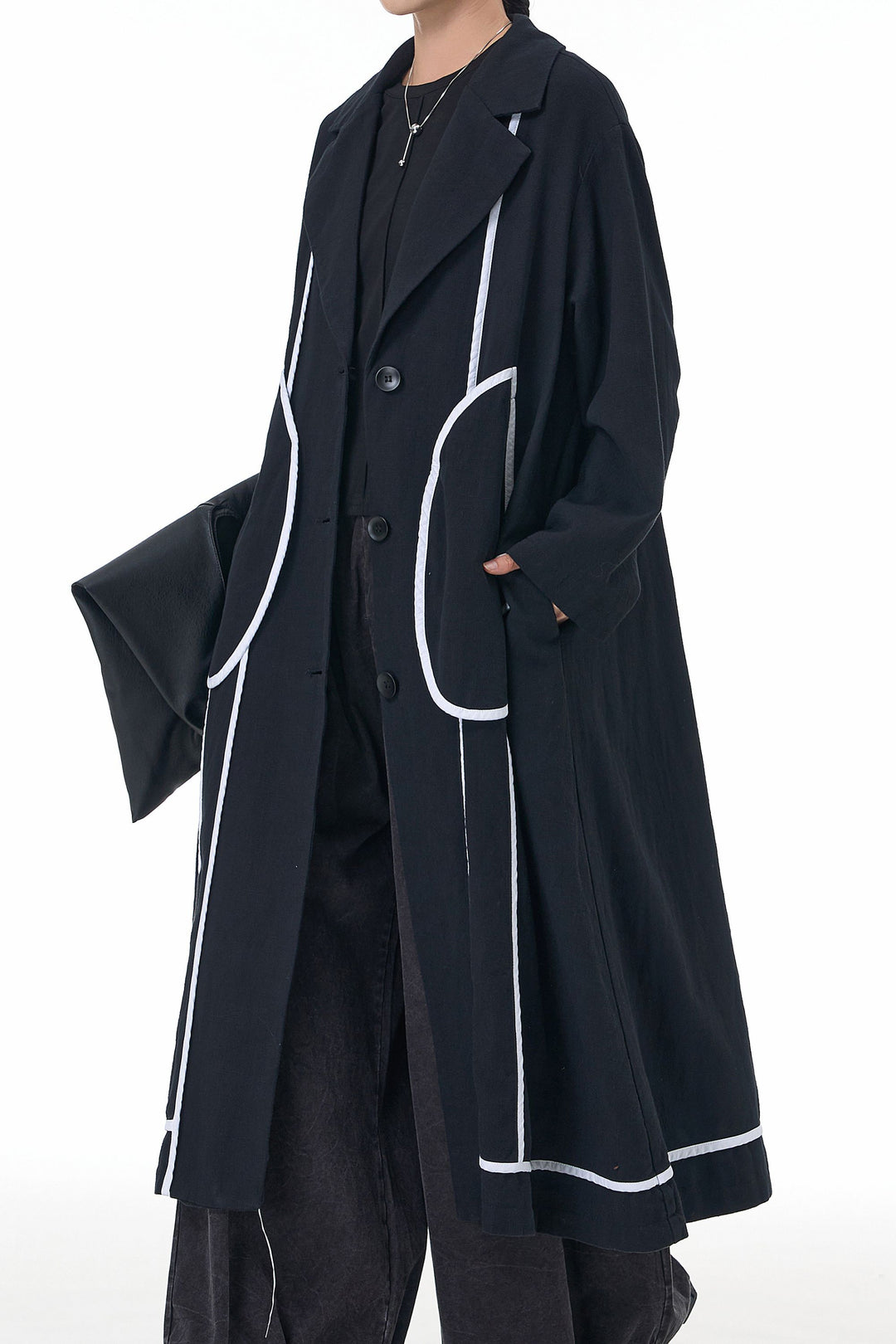 Flap And Flow Black Trench Coat