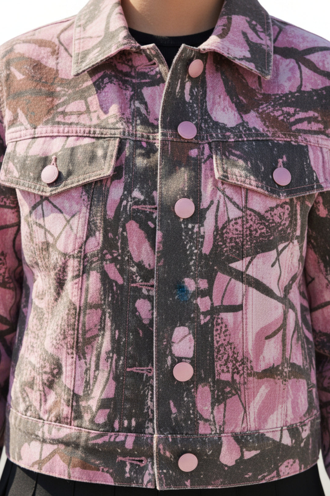 Artistic Pink Denim Jacket