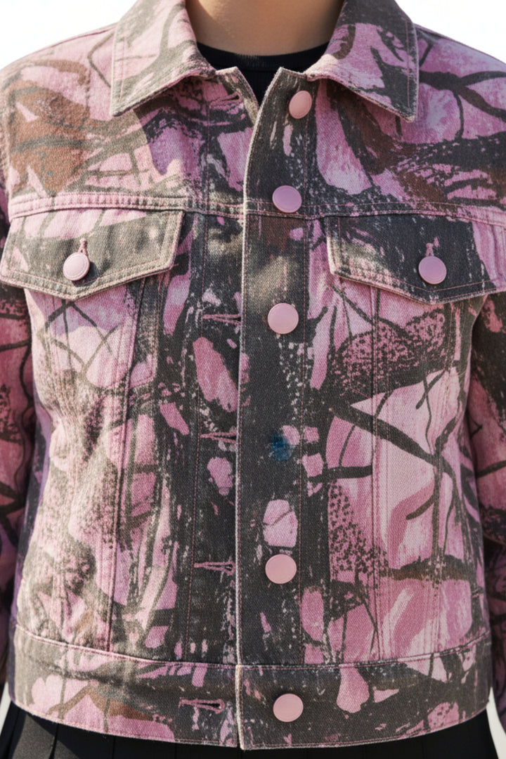 Artistic Pink Denim Jacket
