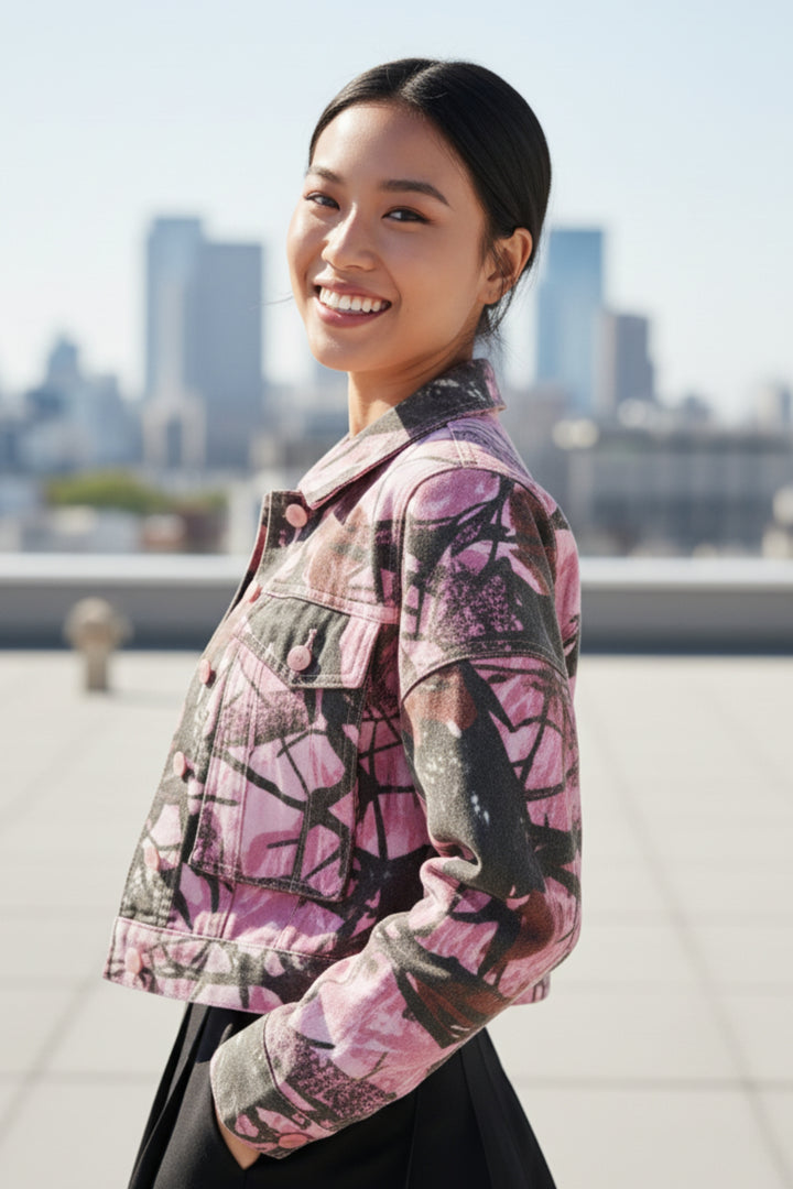 Artistic Pink Denim Jacket