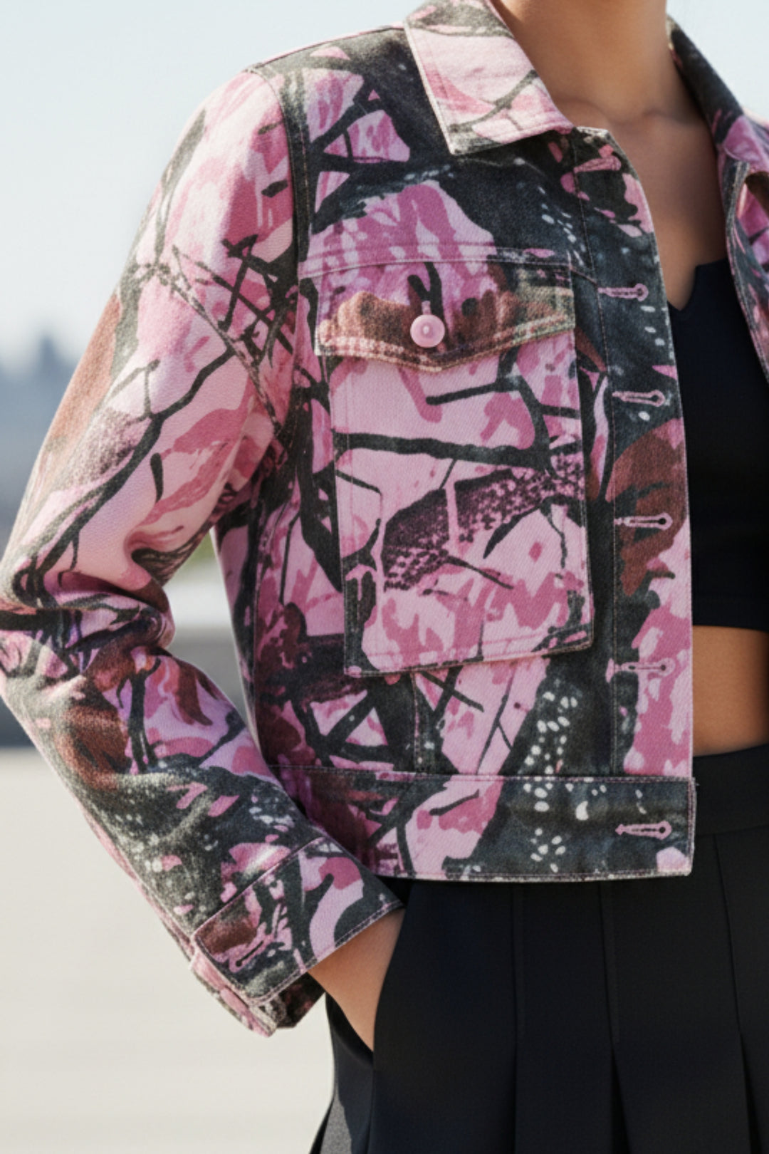 Artistic Pink Denim Jacket