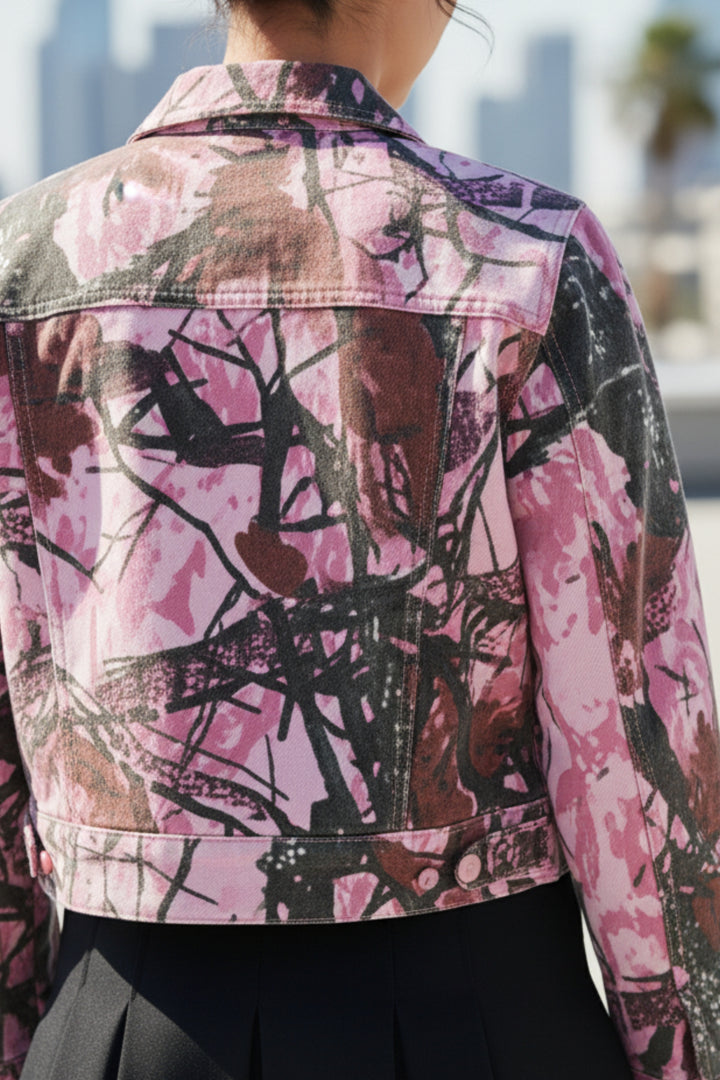 Artistic Pink Denim Jacket