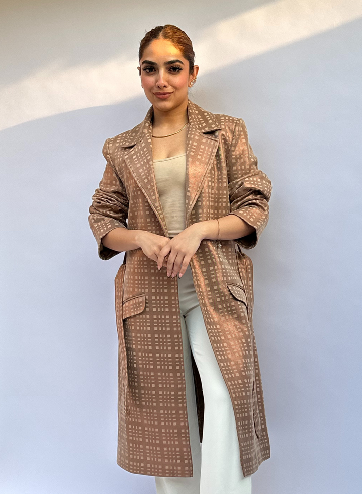 Caramel Suede Trench Coat