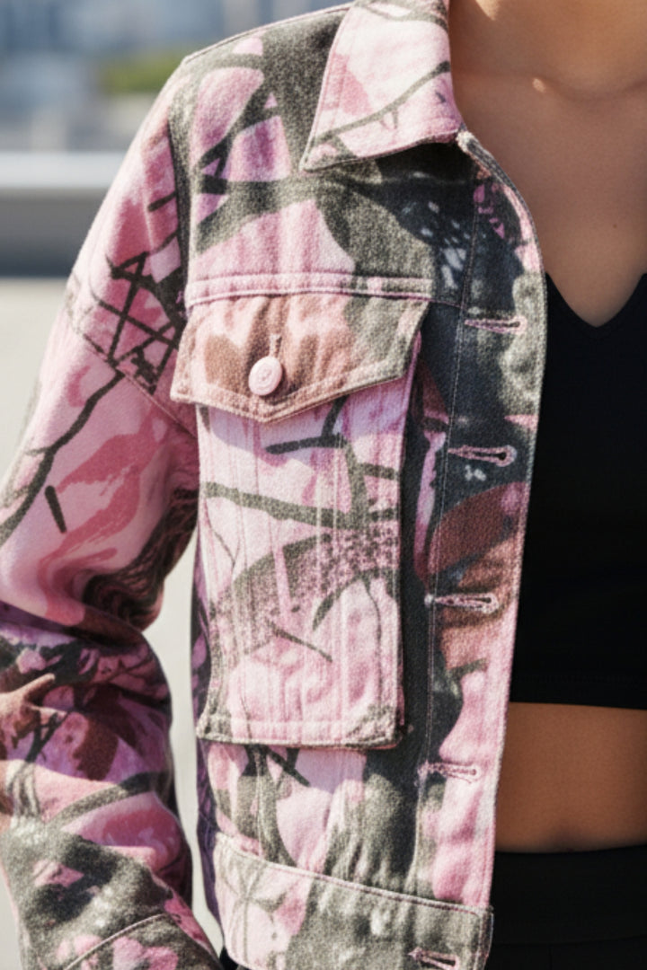 Artistic Pink Denim Jacket