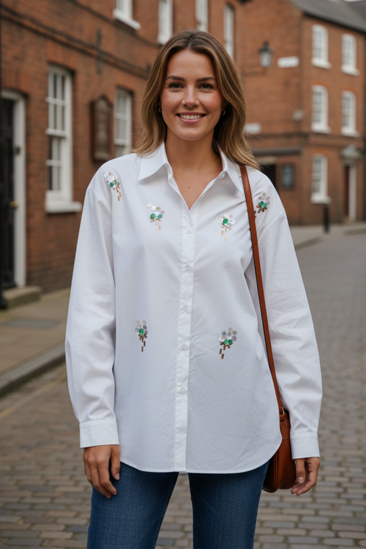White Meadow Sequin Shirt