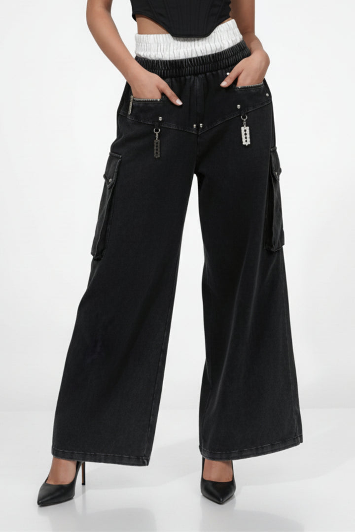 Charcoal Washed Cargo Pants