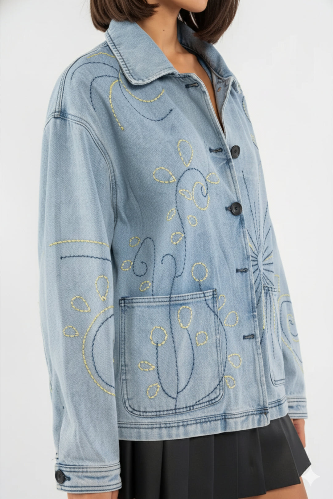 Skyline Stitch Denim Shacket