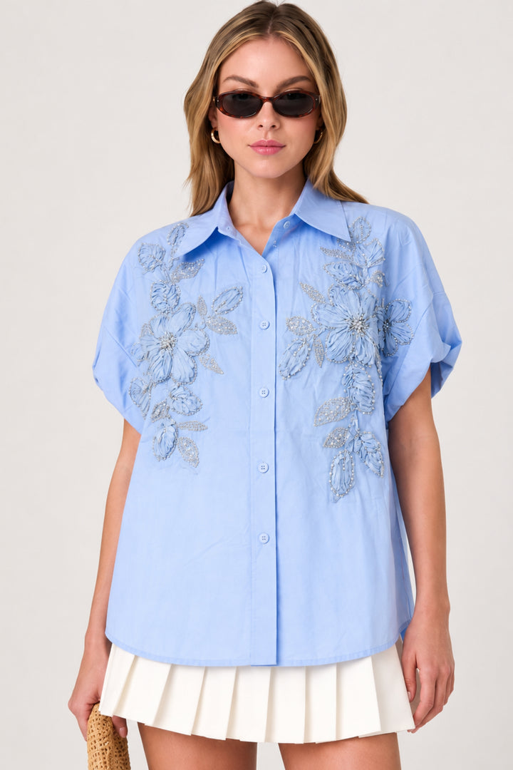 Sky Floral Oversized Shirt