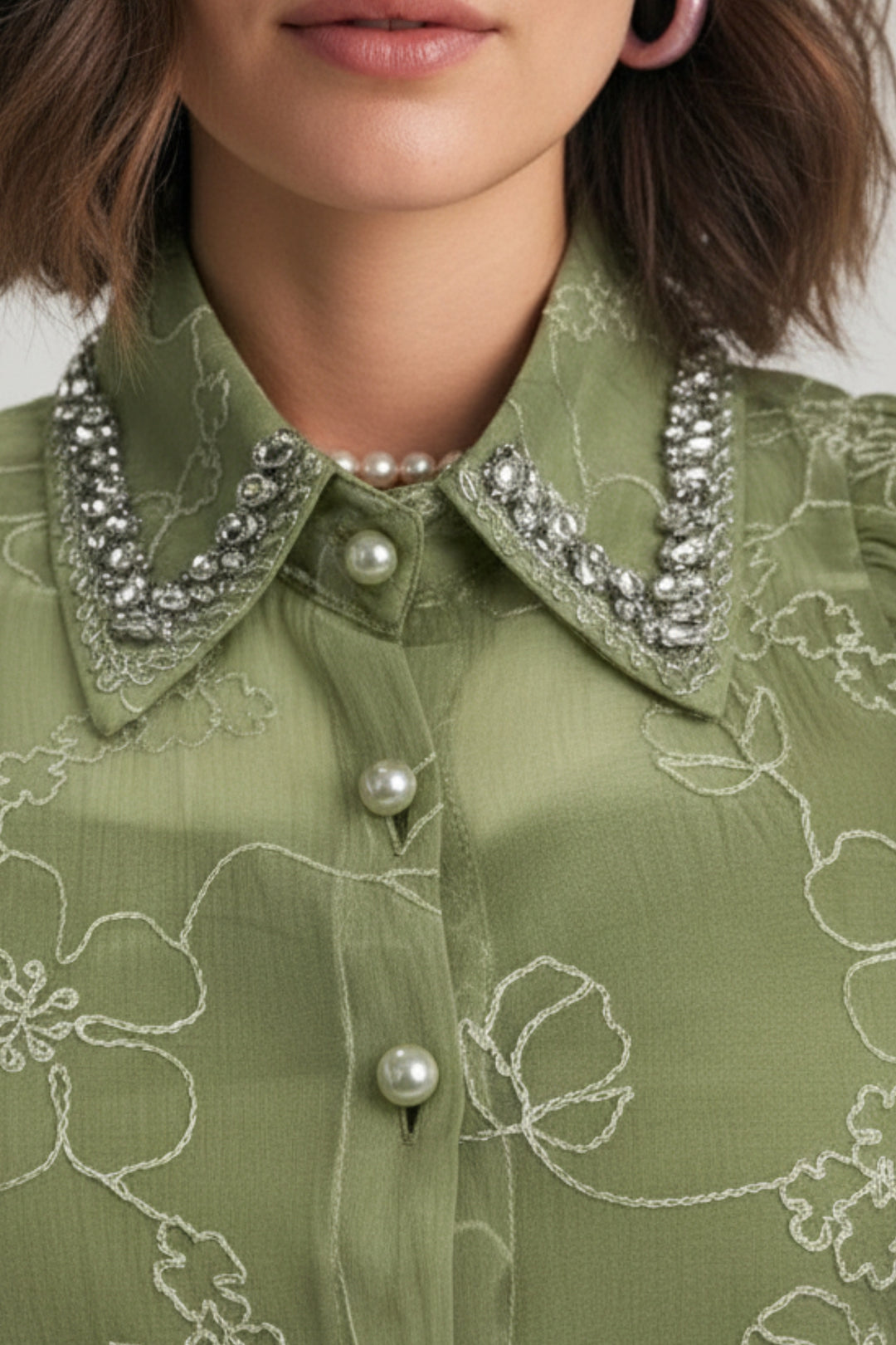 Limey Green Embroidered Shirt
