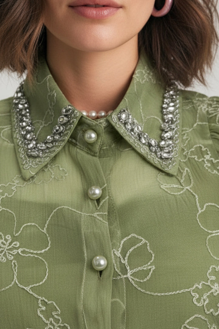 Limey Green Embroidered Shirt