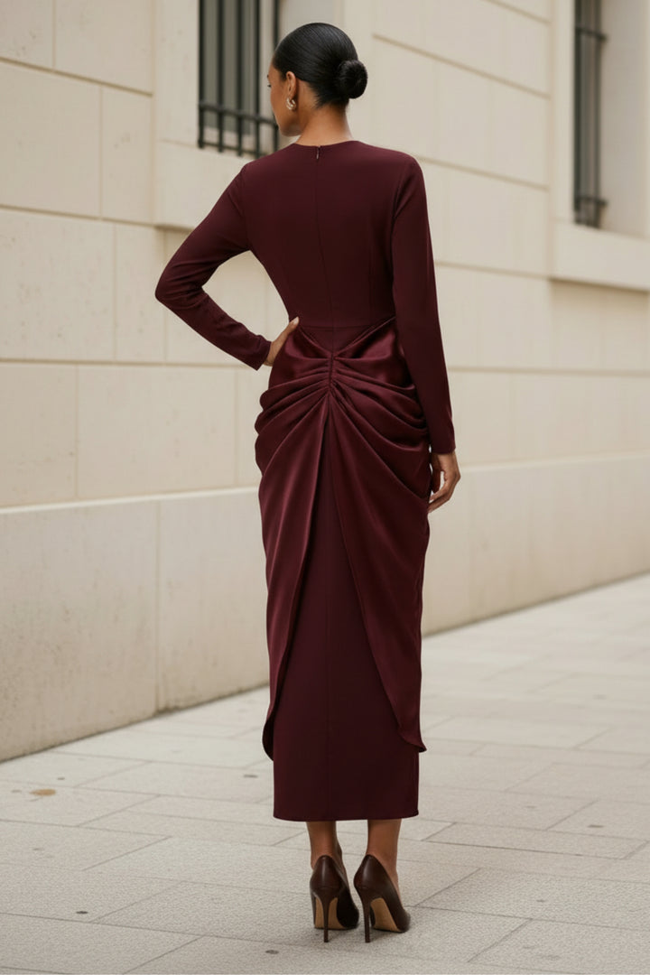 Imperial Maroon Draped dress
