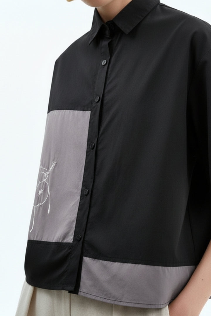 Black Gray Thread Work Shirt