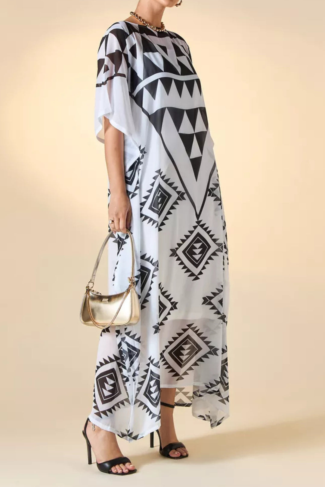 Cover-Up Geometric Print Kaftan