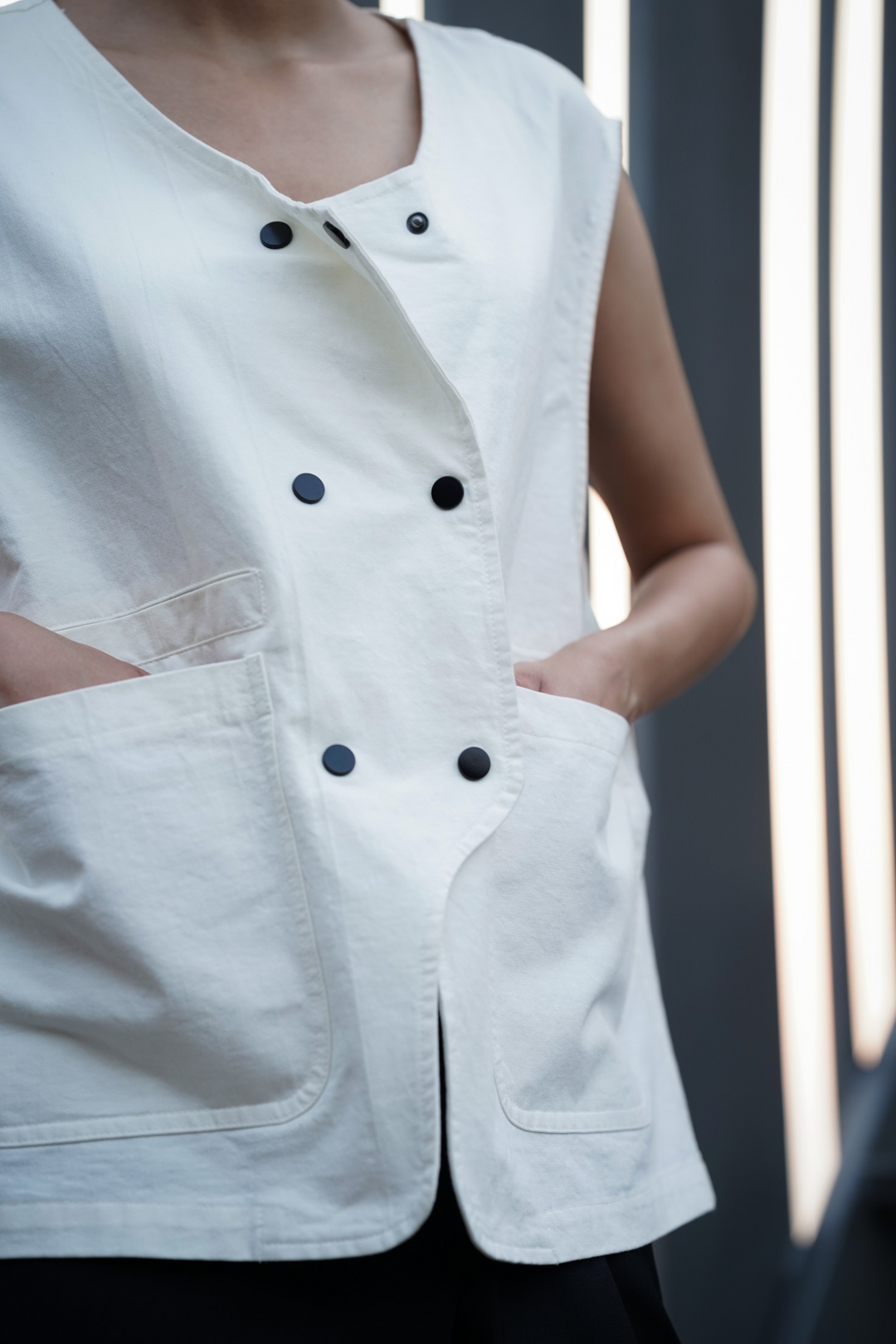 Crisp White Double-Breasted Vest