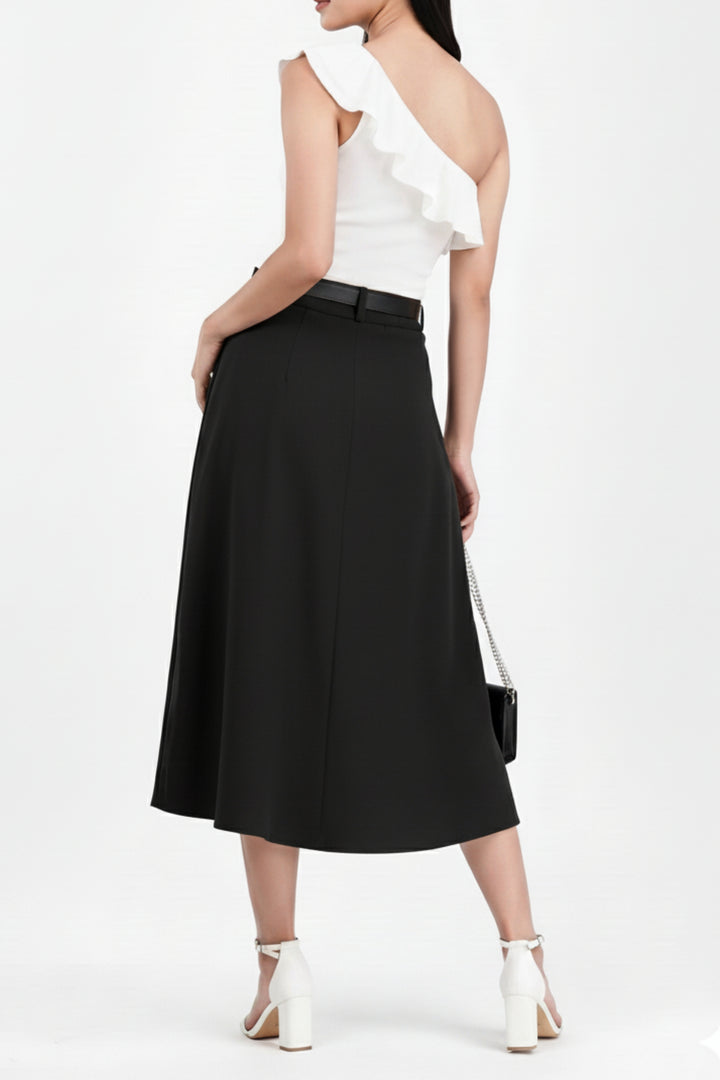 Midnight Suede Pleated Skirt